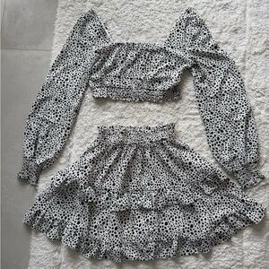 Petal + pup Polka Dot Skirt Set - Black and White